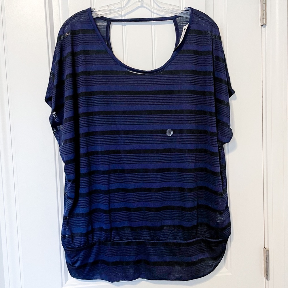 ⚡️Lane Bryant 14/16 striped sheer blouse w/ruching
